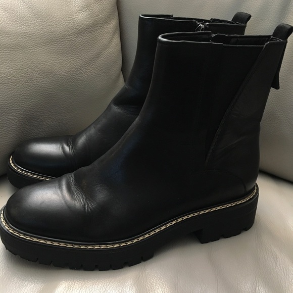 Franco Sarto A-Freda Black Leather Boots Sz 8M - Picture 2 of 7
